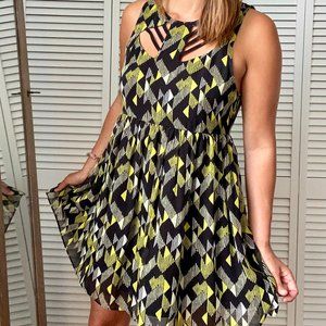 French Connection Geometric Cut Out Dress M